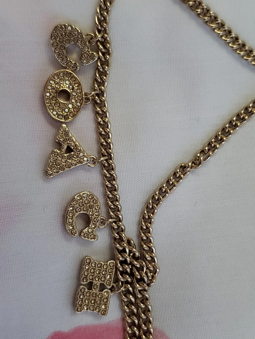 Coach Gold-Tone Logo Charm Chain Necklace